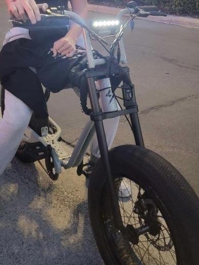 Super 73 Super 73 zx moonstone Silver, gray or bare metal and Stickers tape or other cover-up