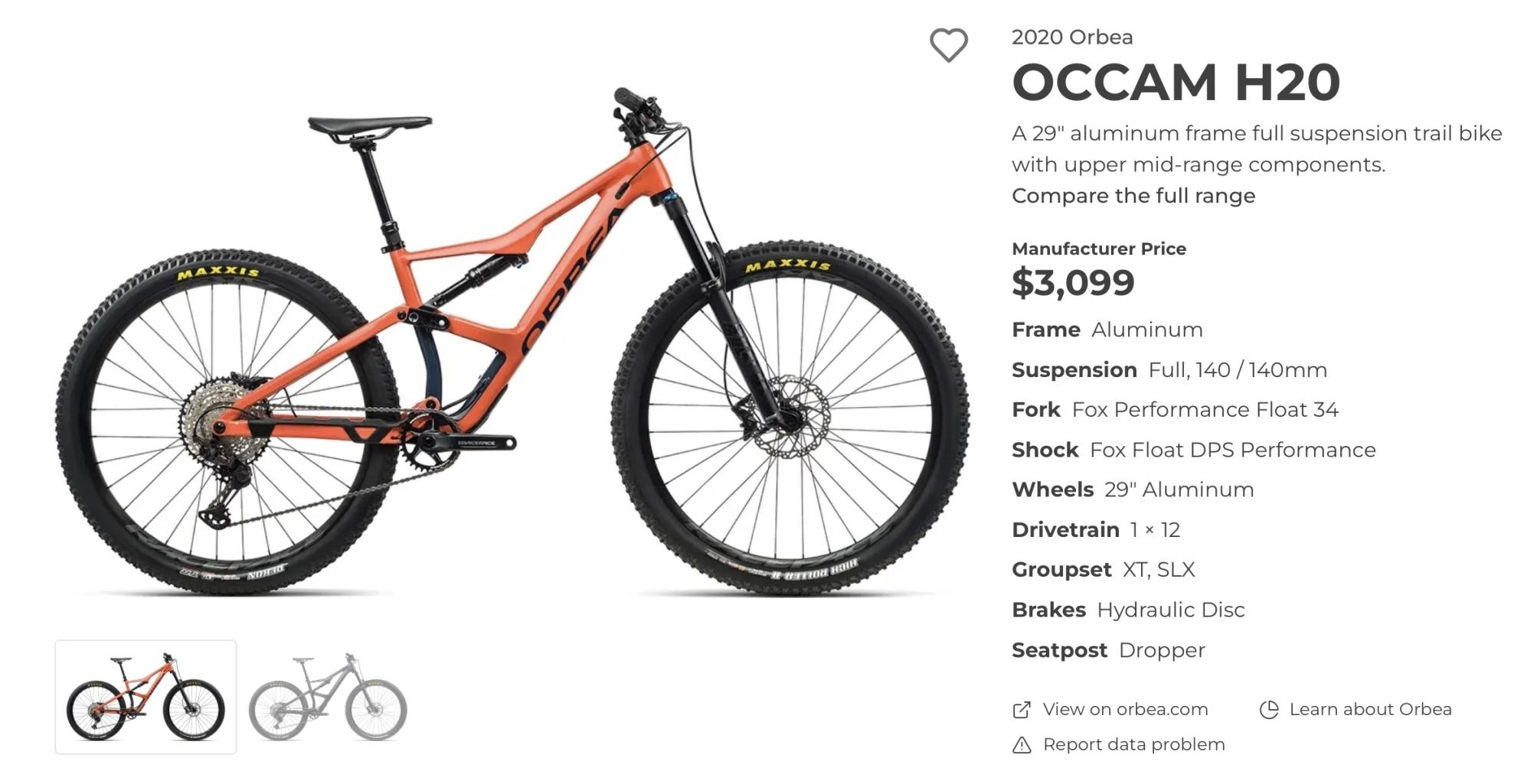 2024 Orbea Occam H20 XL Orange
