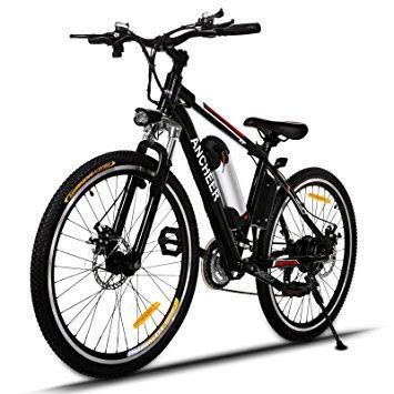 2017 Ancheer Power Plus Electric Mountain Bike with Removable Lithium-Ion Battery Black and Red