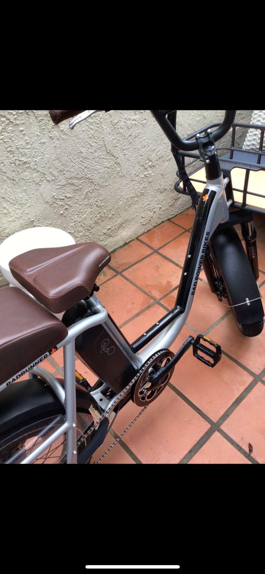 Rad Power Bikes RadRunner Plus Silver, gray or bare metal and Brown