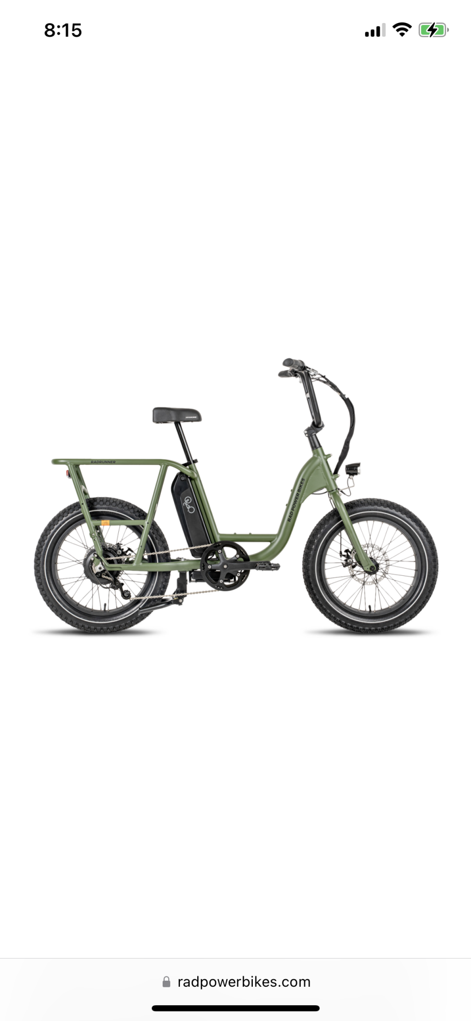 2022 Rad Power Bikes RadRunner 2 cargo bike (rear storage) Green