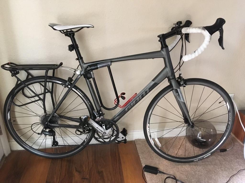 2018 Giant Contend Silver, gray or bare metal, Black, and White