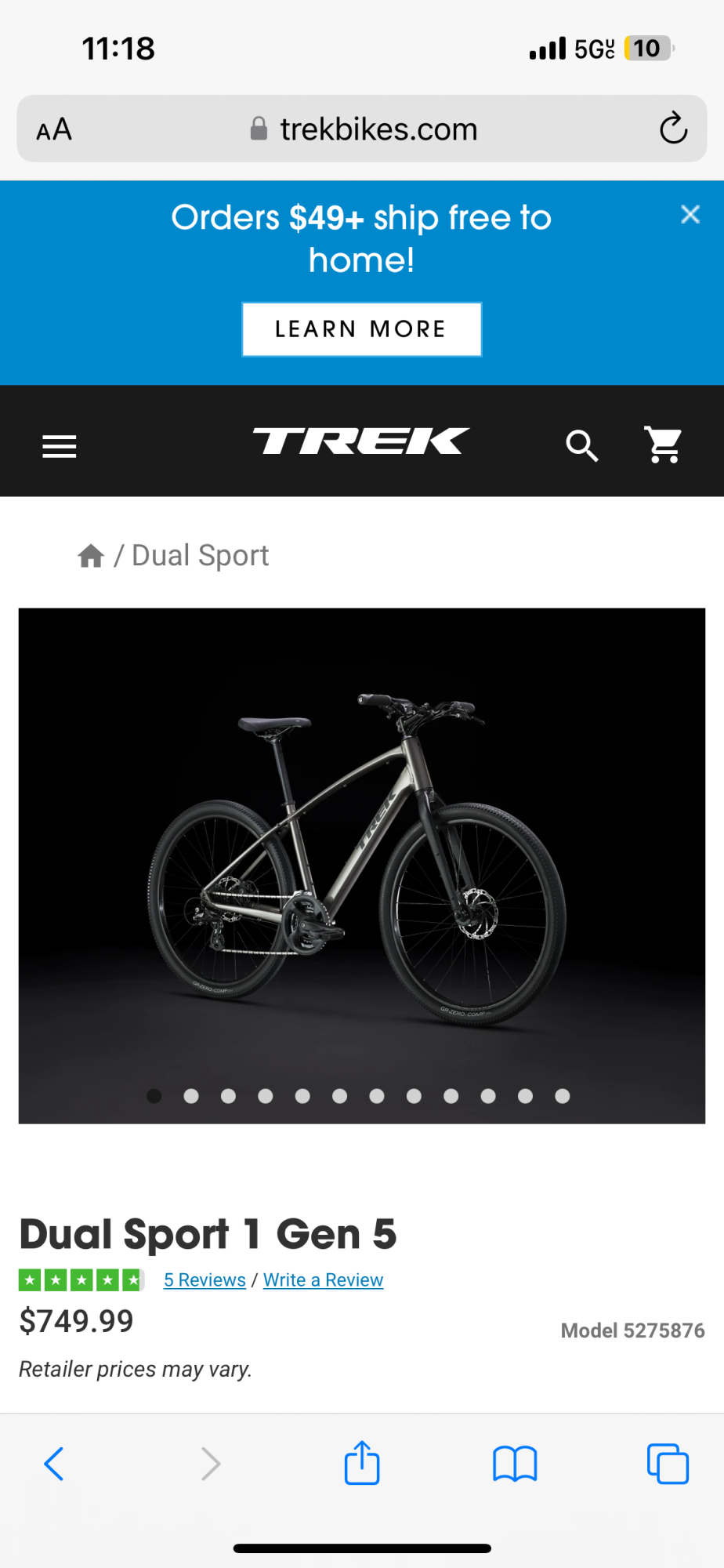 Trek Dual sport 1 Silver, gray or bare metal