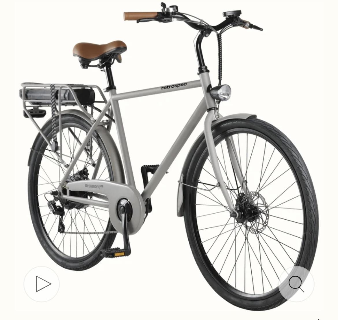 2022 Retrospec Beaumont Rev Electric City Bike Silver, gray or bare metal