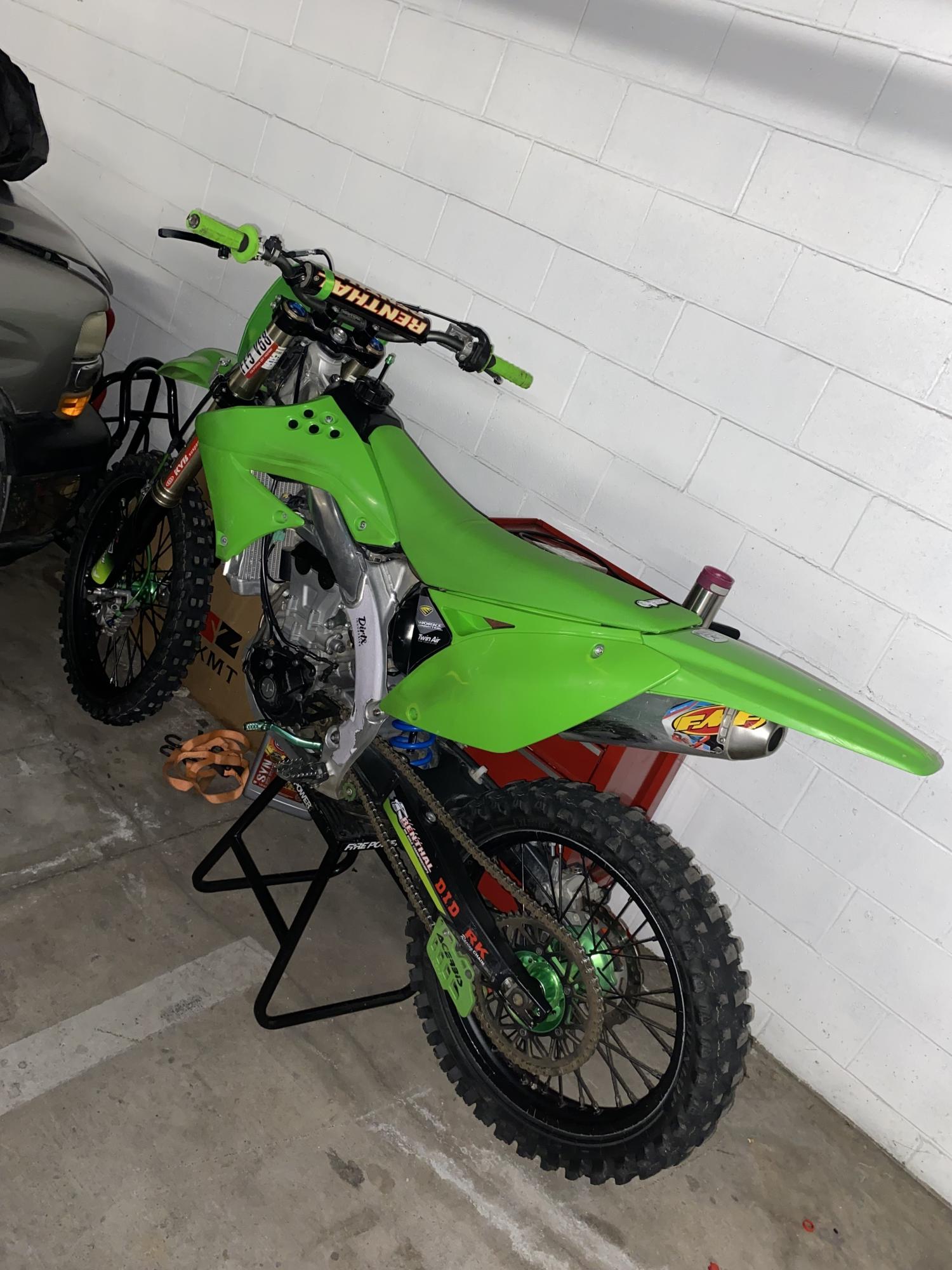 2011 Kawasaki KX450 Silver, gray or bare metal and Green