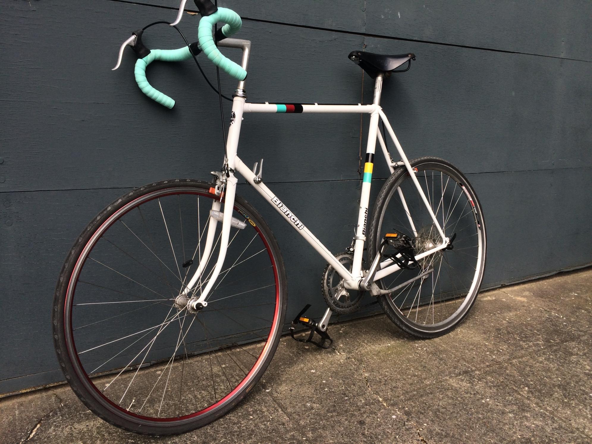 1980 Bianchi 80s Era Racing Bike White, Teal, and Red