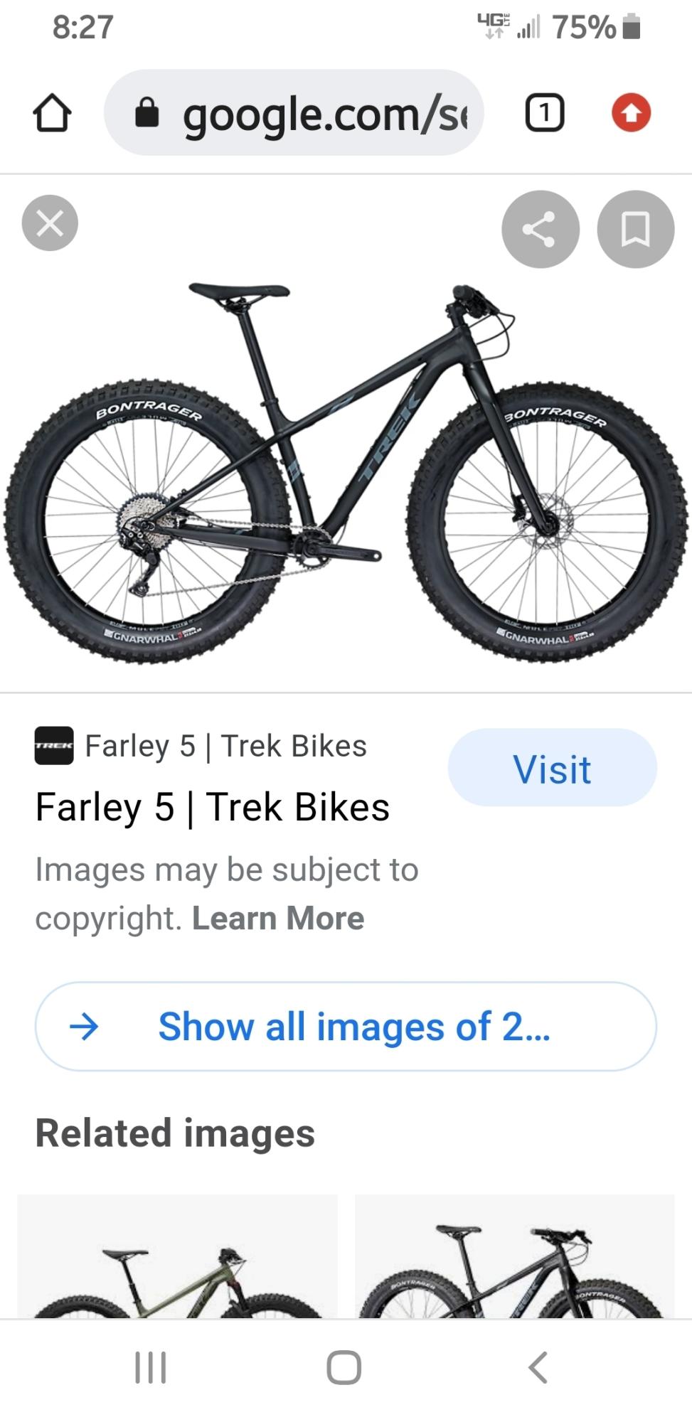 2018 Trek Farley’s 17.5 Matte Black Fat Tire B... Black