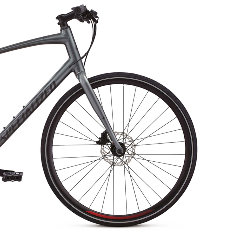 2019 Specialized Sirrus Charcoal/Candy Apple Silver, gray or bare metal, Black, and Red
