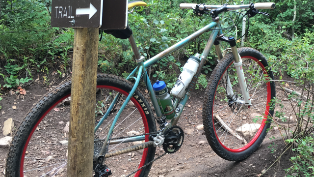 True Fabrication Rat Rod- custom steel hardtail 29er Teal and Stickers tape or other cover-up