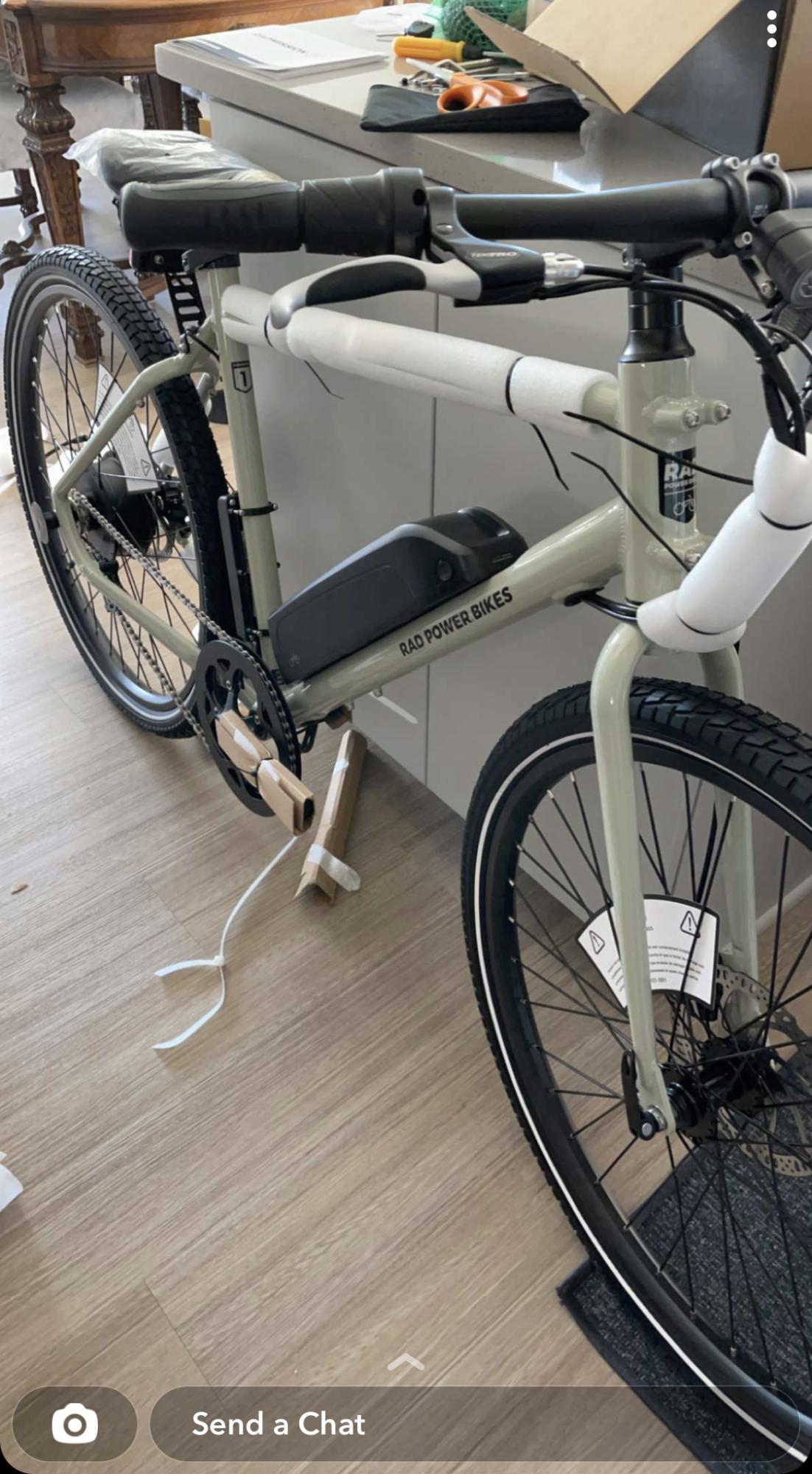 2021 Rad Power Bikes Rad Mission Silver, gray or bare metal and Green