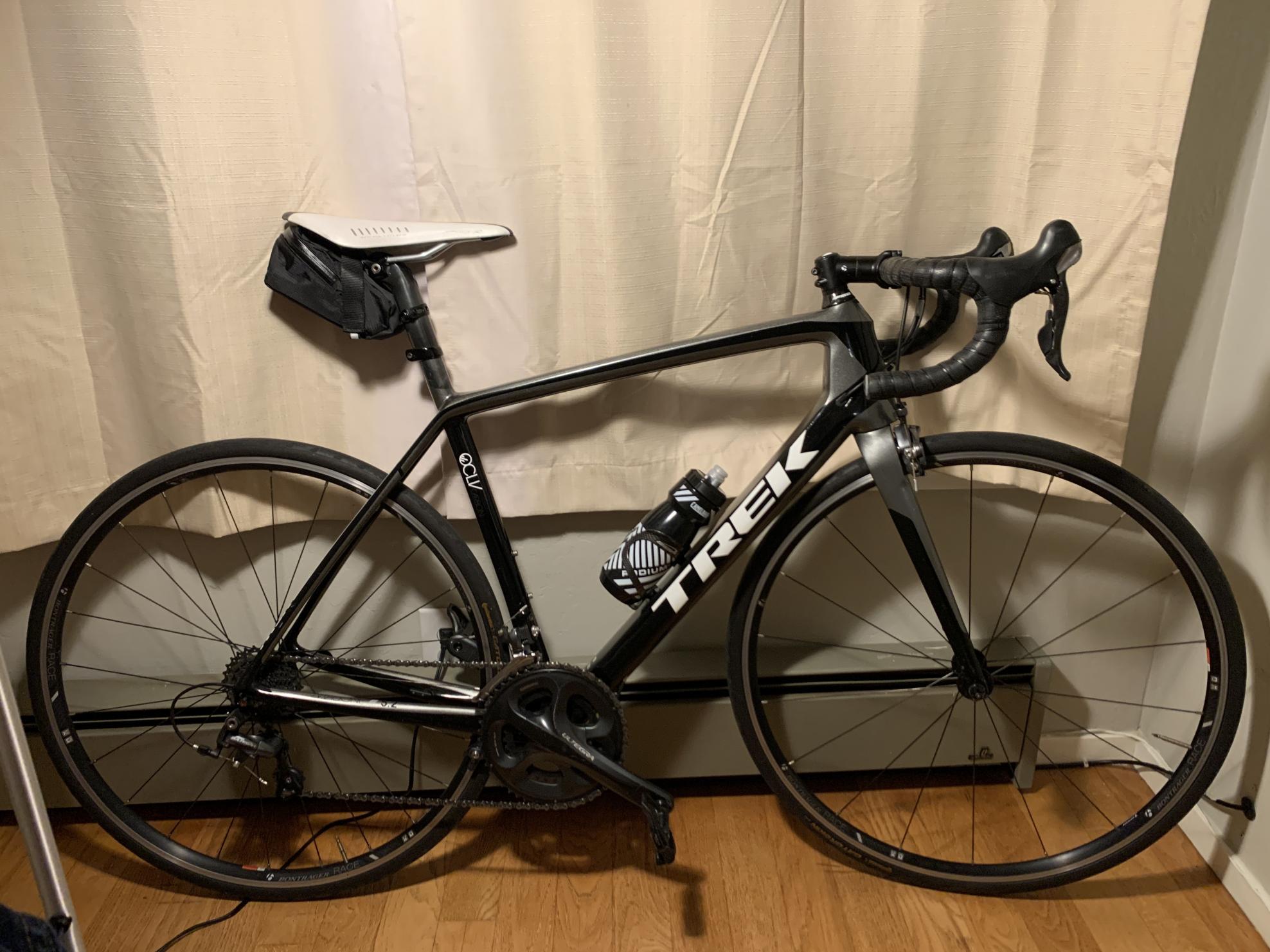 2014 Trek Madone 5.2 Black, Silver, gray or bare metal, and White