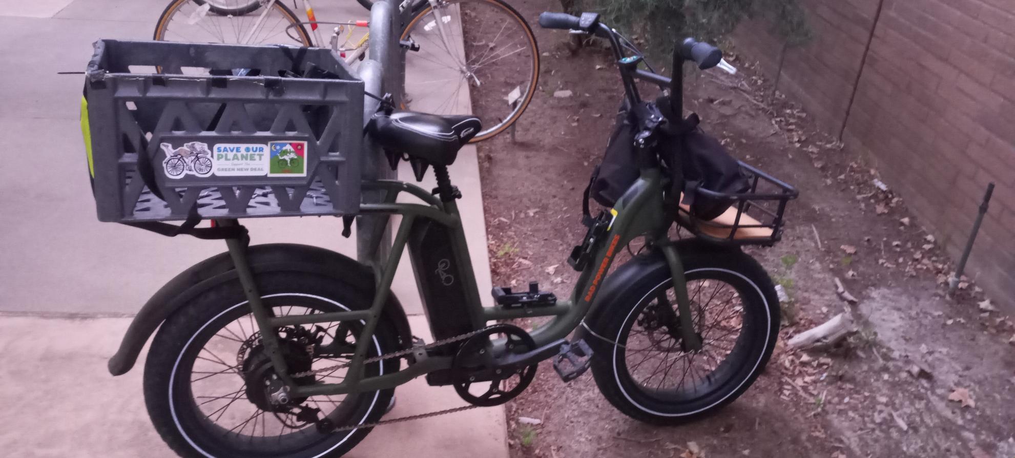 2022 Rad Power Bikes RadRunner 2 cargo bike (rear storage) Green and Black