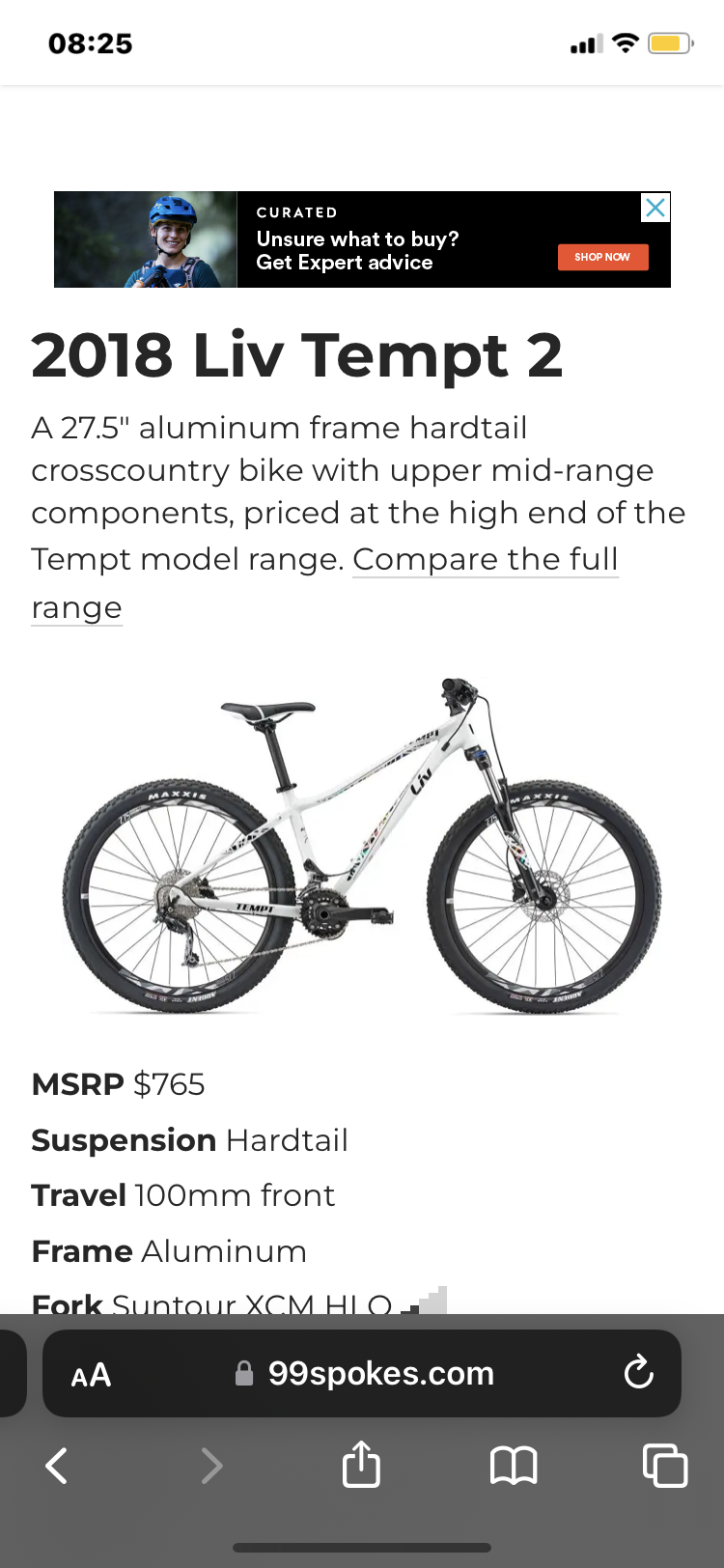 2018 Giant Tempt White