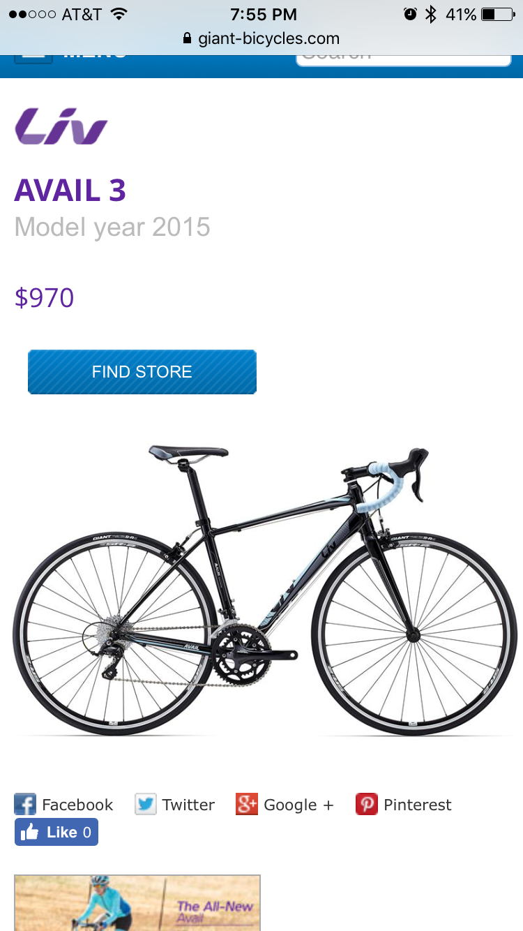 2015 Giant Avail 3M Blue and Black