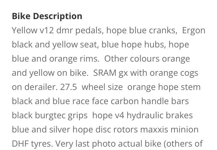 2018 Santa Cruz Carbon Fibre Silver, gray or bare metal, Orange, and Yellow or Gold