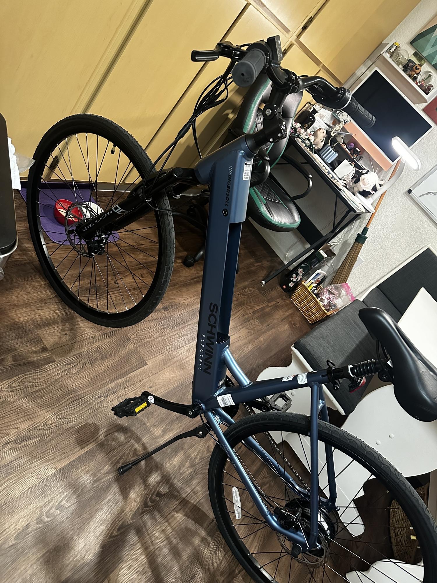 Schwinn Ingersoll Step Thru Hybrid Electric Bike Blue