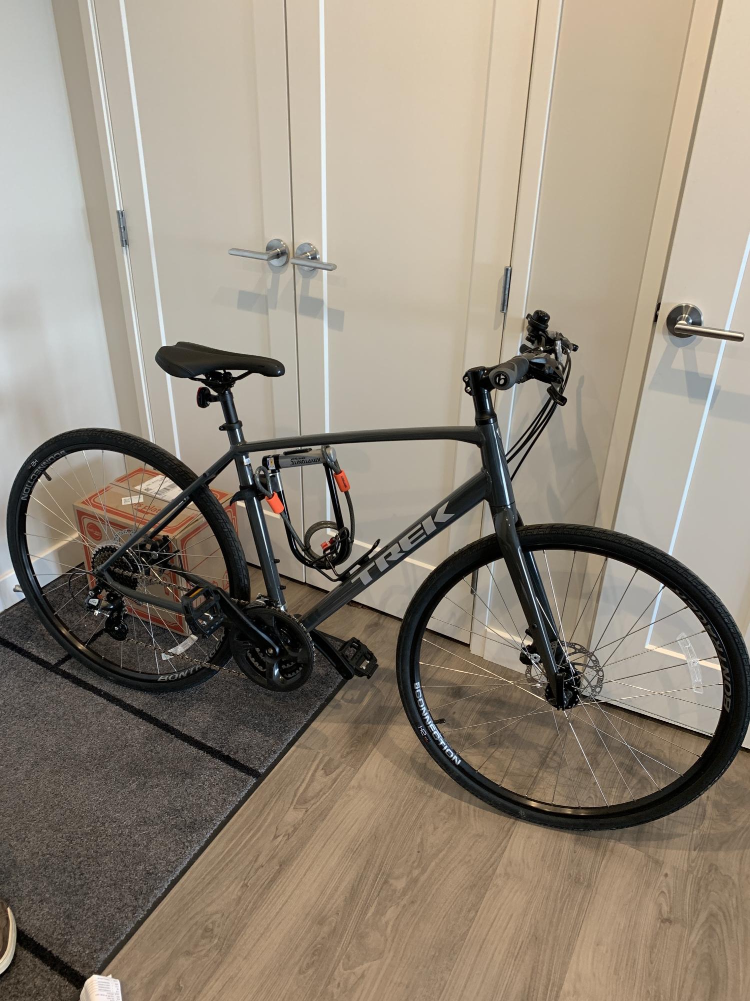 2021 Trek FX1 Disc Bike Silver, gray or bare metal