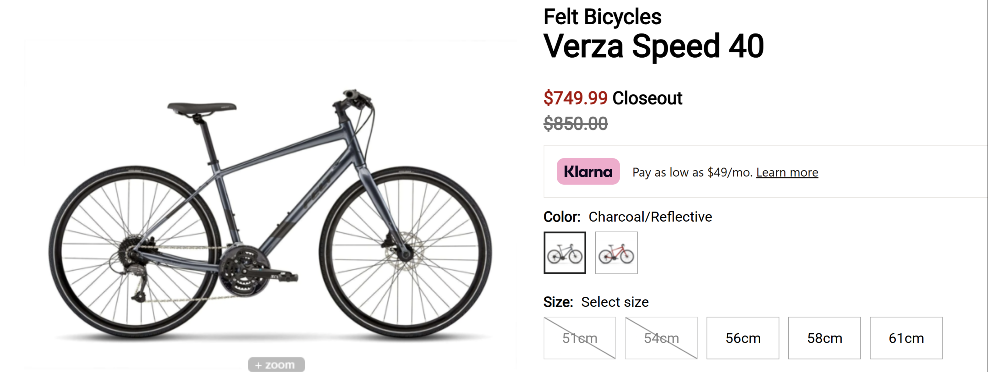 Felt Verza Speed 40 Model Silver, gray or bare metal